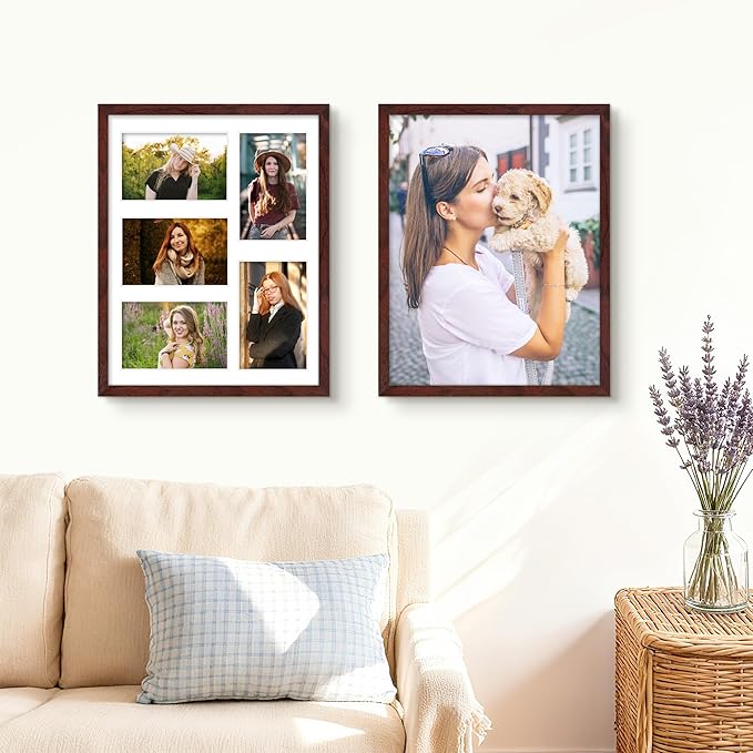 11x14 Collage Picture Frame 4x6 Collage Picture Frame Displays Five 4x6 inch Photos or 11x14 (Without Mat) Wall Decor Wall Hanging or Tabletop Redwood