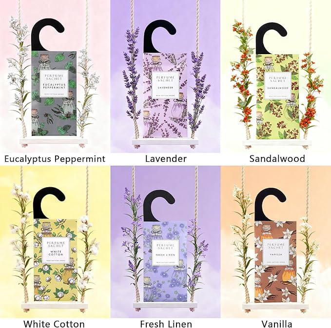 ROSE COTTAGE Large 12 Packs Baby Powder Hanging Closet Air Freshener Scented Sachets Long Lasting Smell Goods