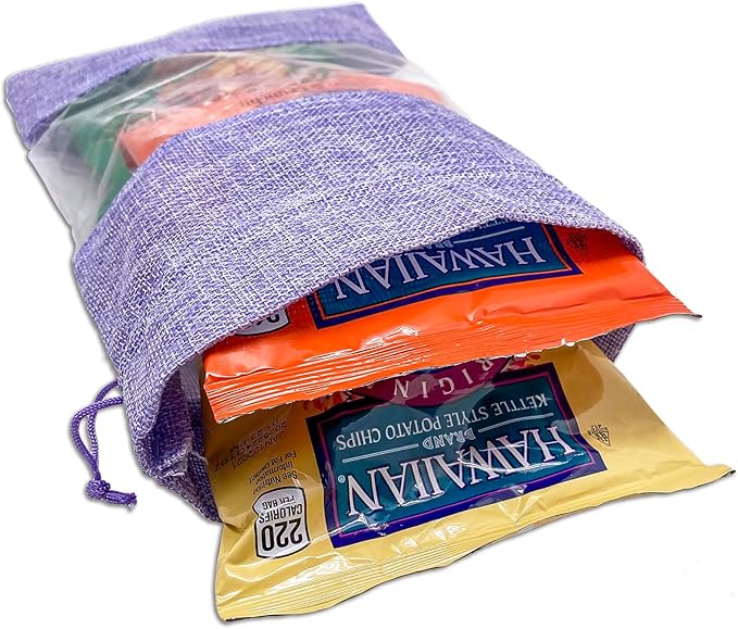 12-Pack X-Large Linen Burlap & Organza Gift Bags w. Drawstrings (7.5x11.5 in, Lavender) - Party Favors, Presents, Samples & Treats Mesh Pouch by The Display Guys
