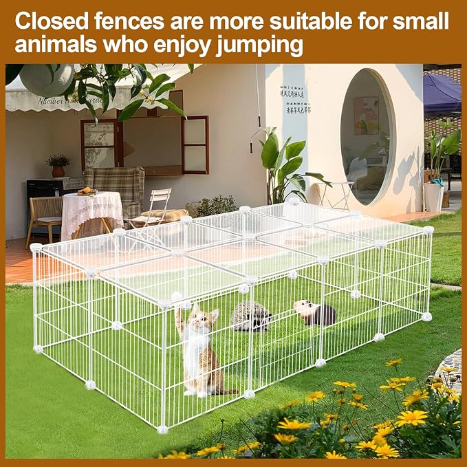 VISCOO 20 Panels Small Animal Playpen, Pet Playpen, Guinea Pigs Cages | C&C Cage, Rabbit/Bunny Cage, Puppy Play Pen, Indoor Outdoor Portable Metal Wire Yard Fence(White)
