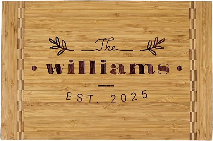 Deluxe Custom Personalized Wedding Anniversary Couples Bamboo Cutting Board Gift (Custom Personalized)