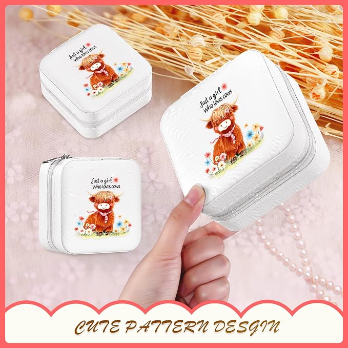 Cow Jewelry Box, Gifts For Women Teens Girls, Western Cow Lovers Themed Stuff Items Accessories Things Merchandise Decor Merch, Travel Ring Earrings Necklace Organizer Holder！