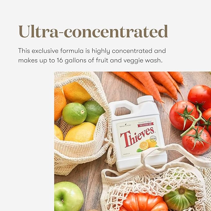 Young Living Thieves Fruit & Veggie Soak, 16 fl oz | Natural Home Care Cleanser | Gently Cleansing | Plant-Based | Infused with Water, Decyl Glucoside, Citric Acid, & Sodium Citrate