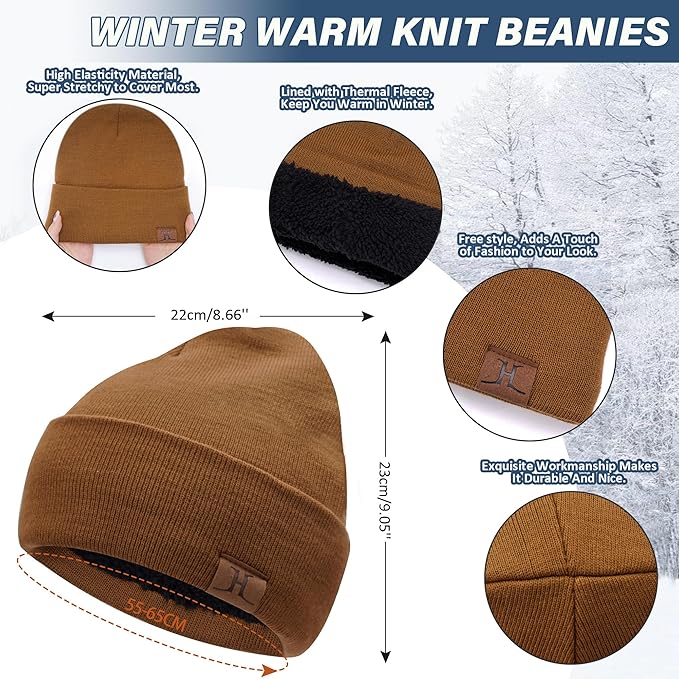 Winter Beanie Hat Scarf Touchscreen Gloves Set for Men and Women, Beanie Gloves Neck Warmer Set with Warm Knit Fleece Lined