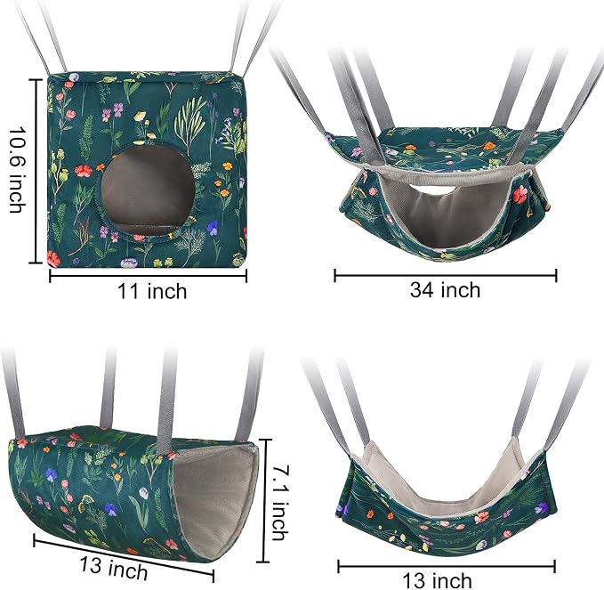 Glittme 4 Pack Cozy Ferret Hammock, Soft Washable Cage Bed for Small Animals