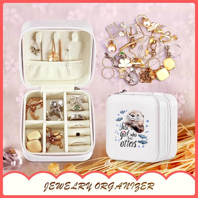 Sea Otter Jewelry Box, Gifts For Kids Teens Girls, Otter Lovers Stuff Items Accessories Things Merchandise Decor Merch, Travel Ring Earrings Necklace Organizer Holder!