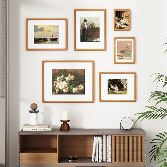 Heimlove 20x30 Picture Frames Natural Teak,Original Wood Hand Make Crafted Poster Frame with Mat to 16x24 Graduation Picture Display,Family Picture,Wedding Picture,Photo,Document Wall Decoration
