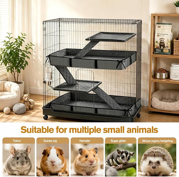 Ferret Cage Liner, Ferret Cage Accessories Suitable for Small Animals Rats, Chinchillas, Hedgehogs & Ferrets Non-Slip, Washable, Waterproof Fits Double-Unit Small Animal Cages