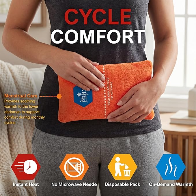 MED PRIDE Instant Hot Packs Disposable for Pain Relief, Activates Instantly, 5in X 9in (24-Pack), Includes 3 Fabric Wraps