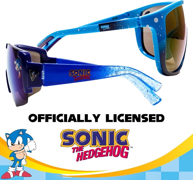 ARKAID Sonic the Hedgehog Boys Sunglasses | 100% UV Protection | Official Sega Sonic the Hedgehog Boys Sunglasses | Impact Resistant | Gift Idea | Fits Most Kids