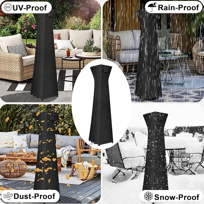 OutdoorLines Waterproof Outdoor Patio Heater Covers with Zipper and Storage Bag, Dust-proof UV-Resistant Windproof Propane Heavy Duty Heater Cover for Standing Heater, 2 Packs-90Hx23Lx23W inch Black