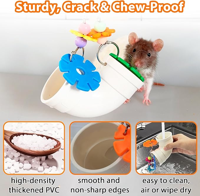 Rat Enrichment Foraging Toy, Wide Opening for More Treats, Easy-Clean | Slow Feeder Hanging Fancy Cage Puzzle Toy for Rats & Mice, Inspires Foraging Instincts to Relieve Boredom and Keep Healthy