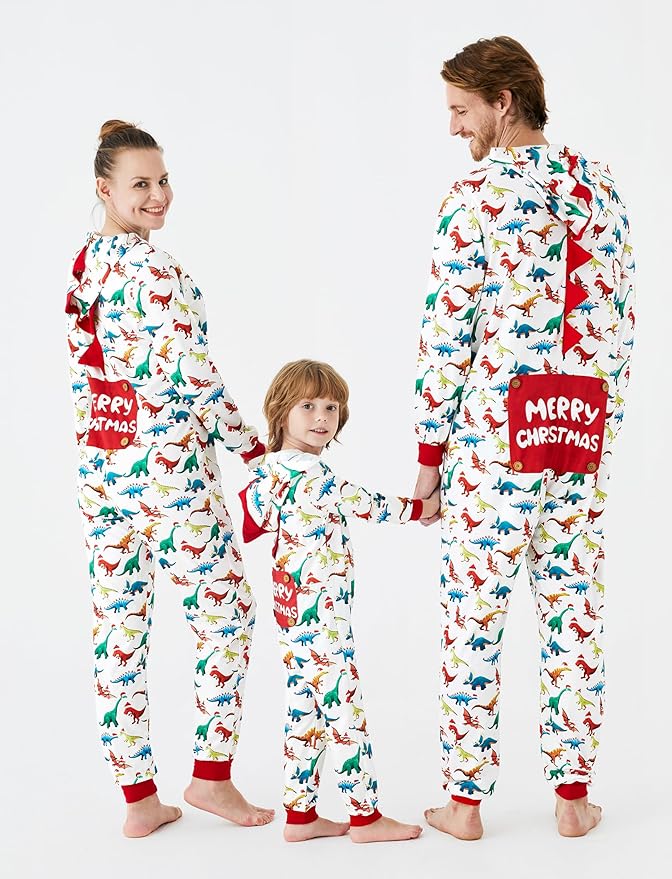 PATPAT Matching Family Christmas Onesie Pajamas – Holiday Hooded Jumpsuit Sleepwear PJs Couples Xmas Loungewear with Socks