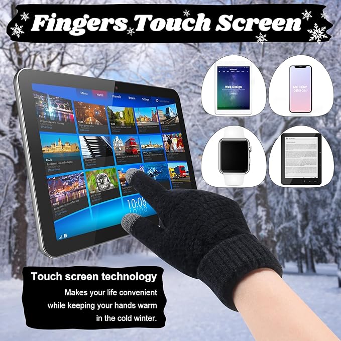 JenPen 4 Pcs Winter Hat Scarf and Gloves Set for Women Include Ear Cover Cold Weather Scarf Hat Knit Beanie Gloves