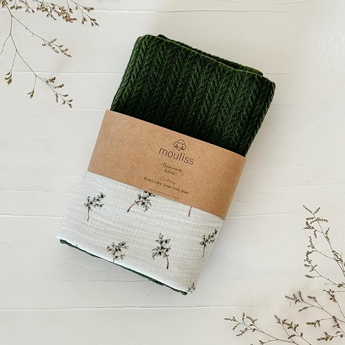 Personalized Baby Blanket with Name – Handmade 100% Organic Cotton Newborn Gift | Custom Knit Blanket for Boys, Girls, Kids & Baby Showers