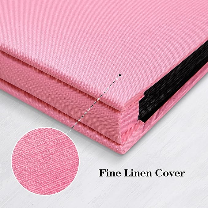 Mublalbum Small Photo Album 4x6 300 Photos Linen Cover Picture Book with Horizontal Pockets for Family Wedding Baby and Anniversary (Pink)