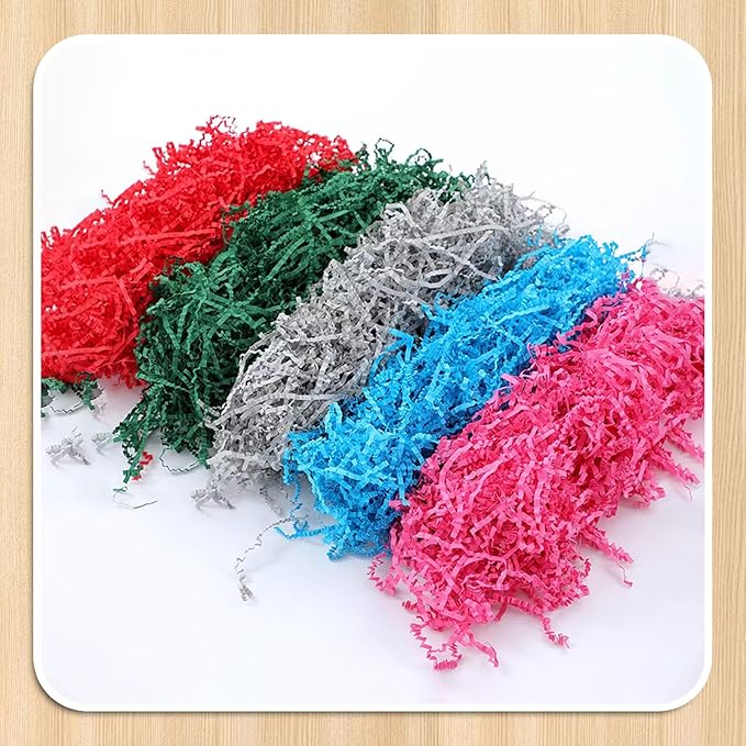 2 LB Light Gray Crinkle Cut Paper Shred Filler Great for Gift Wrapping, Light Gray Basket Fillers, Birthday, Gift Wrapping, Anniversary, Halloween Thanksgiving Christmas Party Decor Filling Supplies