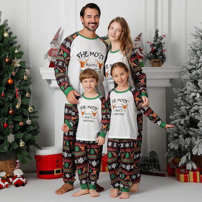 PYAEAS Matching Family Pajamas Sets Christmas PJ's Jammies Holiday Sleepwear Loungewear for Adult Women Men Xmas Outfits