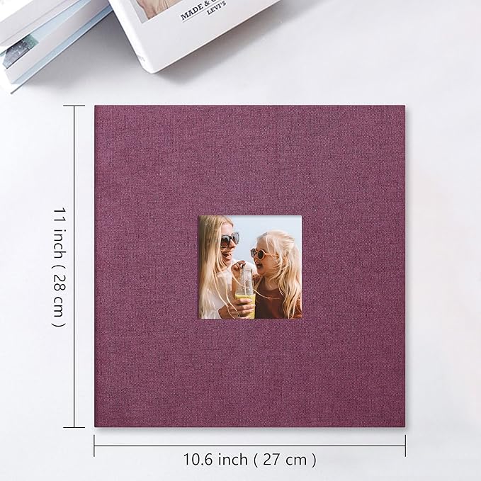 Vienrose Large Photo Album Self Adhesive for 4x6 8x10 Pictures Linen Scrapbook Album DIY 40 Blank Pages with A Metallic Pen