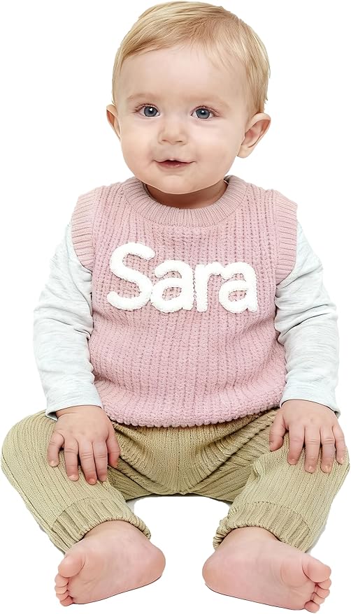 Personalized Knit Baby Boy Girl Sweater with Name Custom Pullover Sweatshirt Custom Baby Gifts
