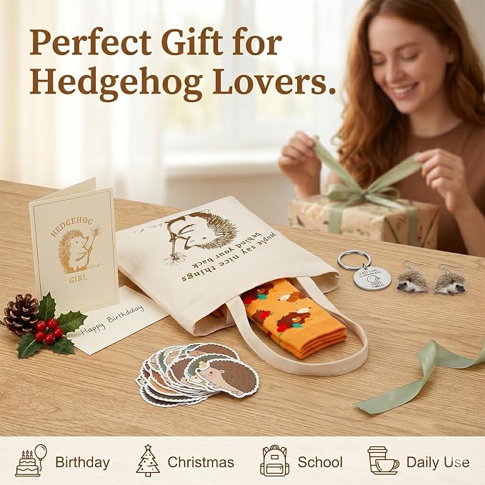 Hedgehog Gifts for Women, 5pc Gift Set for Hedgehog Lovers | Ideal birthday, Christmas, or holiday present for daughter, mom, friends, sister, and any enthusiastic hedgehog lover.