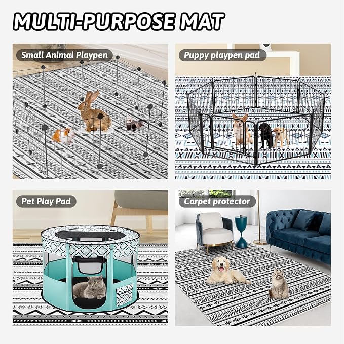 BNOSDM 78.7 in Rabbit Cage Liners Washable Reusable Bunny Bedding Pets Dog Whelping Pads with Anti Slip Bottom Pad Rug for Dogs Chinchillas Cats Guinea Pigs Ferrets