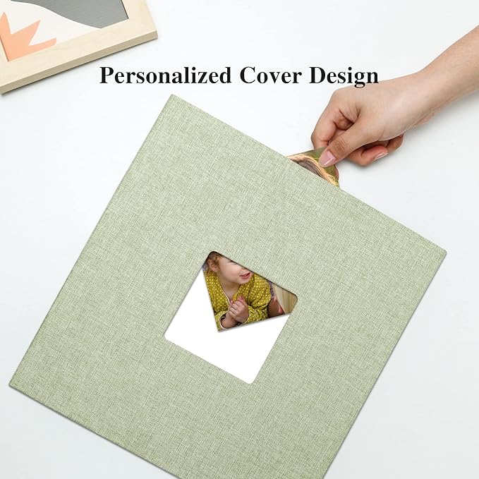 Vienrose Large Photo Album Self Adhesive for 4x6 8x10 10x12 Pictures Linen Scrapbook Album DIY 40 Blank Pages with A Metallic Pen