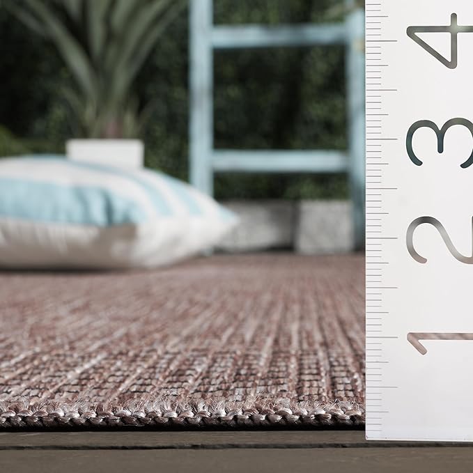 SAFAVIEH Washable Rug Outdoor Courtyard Collection - 8' x 10', Natural & Black, Non-Shedding & Easy to Clean, Ideal for Patio, Backyard, Mudroom (CY8521-37312)