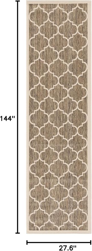 SAFAVIEH Courtyard Collection 2'3' x 12' Brown/Bone CY6914 Trellis Indoor/ Outdoor Patio Backyard Mudroom Runner Rug