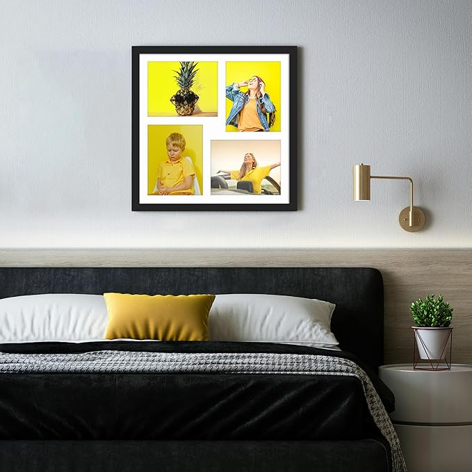 20x20 Collage Picture Frame 8x10 Picture Frame Collage Displays Four 8x10 inch Photos Available Horizontal Wall Mounting Display and Vertical Black
