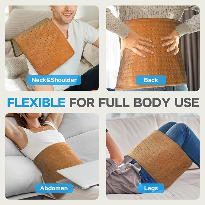 GOTCOZY Heating Pad for Back Pain Relief & Cramps,Electric Heating Pads for Neck and Shoulders with 2H-Auto Shut Off and 5 Heat Settings,Gifts for Mom Men 12''X24''(Biscuit)