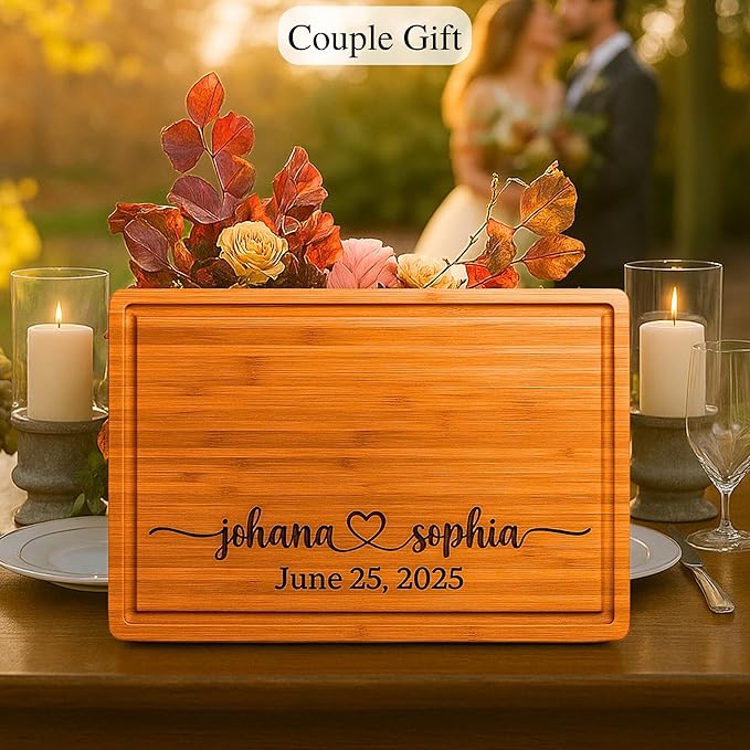 Personalized Gifts for Couples - Custom Cutting Board, Best Couple Gift Ideas for Newlyweds, Bride & Groom, Friends, Family, Mom, Dad, Unique Gifts for Wedding, Anniversary, Bridal Shower, Engagement