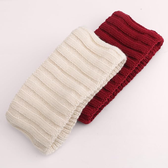 AQOKKA Knit Winter Headbands for Women Fuzzy Wool Fleece Lined Ear Warmers Elastic Turban Crocheted Head Wrap Winter Accessories for Women Cold Weather