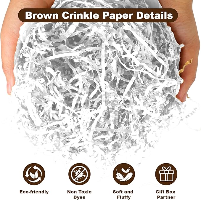 2LB Crinkle Cut Paper Shred Filler,Shredded Paper For Gift Basket Filler,White Confetti,Crinkle Cut Papers For Gifts Wrapping, Basket Filling, Birthdays, Weddings, Anniversaries-White