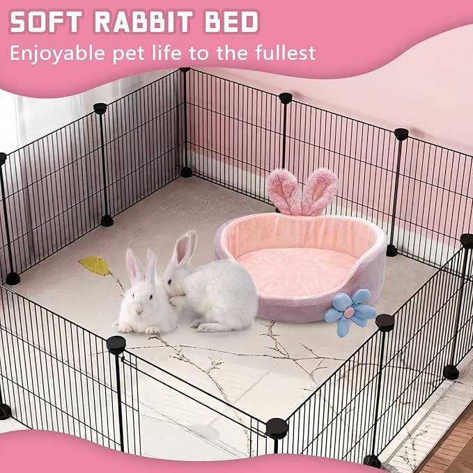 Bunny Bed, Rabbit Beds, Comfortable Guinea Pig Bed with Removable Mat, Washable Rabbit Couch, Suitable for Chinchilla, Hedgehog, Ferret (Pink)