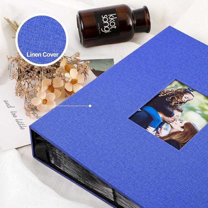 Ywlake Photo Album 4x6 400 Pockets, Linen Photo Albums Holds 400 Vertical Pictures Only Blue