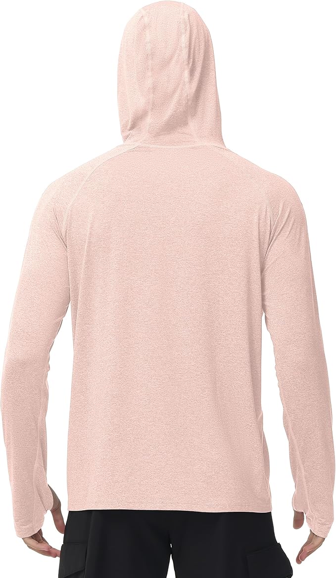 Roadbox Mens UPF 50+ Fishing Shirts, Long Sleeve UV Sun Hoodie, Hiking Running Swim Athletic Workout Shirt