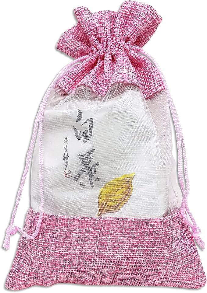 48-Pack Medium Linen Burlap & Organza Gift Bags w. Drawstrings (5x7 in, Pink) - Party Favors, Presents, Samples & Treats Mesh Pouch by The Display Guys