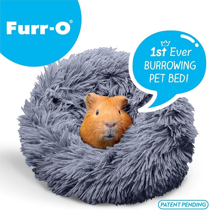 Paw Inspired Furr-O Burrowing Pet Bed Enrichment, Removable Base, Dark Gray | Cozy Carrier Toy, Zip-On Spandex and Fleece Bottoms, Hideout Cage Accessories for Guinea Pigs, Hamsters, Small Pets, Animals