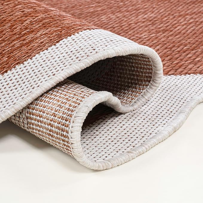 JONATHAN Y Cottage Two-Tone Scalloped Indoor Outdoor Area Rug 5X8 Terra/Cream, Alice Classic for Backyard, Patio, Porch, Easy-Cleaning, High Traffic, Pet-Friendly, Non-Shedding (SHP103C-5)