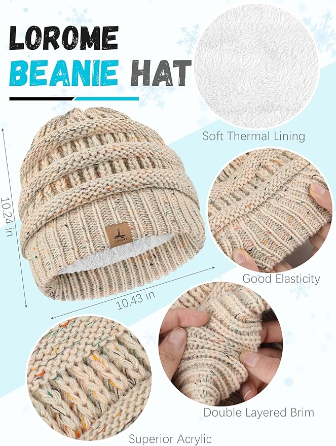 Winter Beanie Hat Scarf Gloves, Warm Fleece Knit Hats Touch Screen Gloves Neck Scarf Set Winter Gifts for Unisex Adult