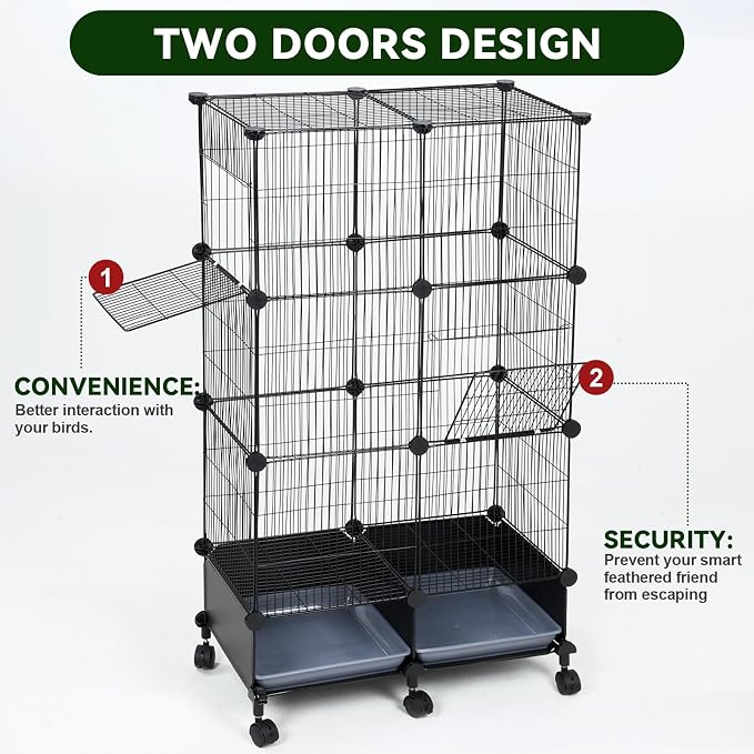 VISCOO Upgraded Encrypted Metal 46-Inch Bird Cage for Parrot Parakeets | Parakeet Cage with Wooden Perches, Slide-Out Tray, Water Bottle&Feeder for Cockatiel,Lovebird,Small Mid-Sized Birds