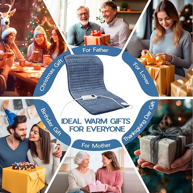Large Heating Pad for Back Pain Relief, Electric Heating Pad for Neck and Shoulders, Auto Shut Off, Fast Heat, Christmas Gifts for Women Men, Birthday Gifts for Mom Dad (17'' x 33)