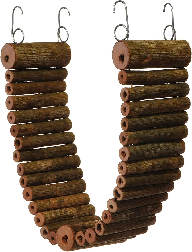 Prevue Pet Products Natural Wonder Walk Ladder | Small Hanging Wooden & Wire Activity Ladder Toy for Small Birds, Gerbils, Hamsters & Mice