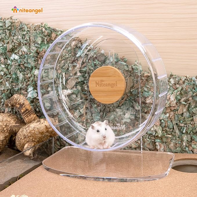 Niteangel Super-Silent Hamster Exercise Wheel: Quiet 8.2 inch Running Wheel | Can 9.1-11.8" Adjustable Height - No Bend Back Spinner Running for Dwarf Syrian Hamster Gerbils Mice Or Other Small Animal