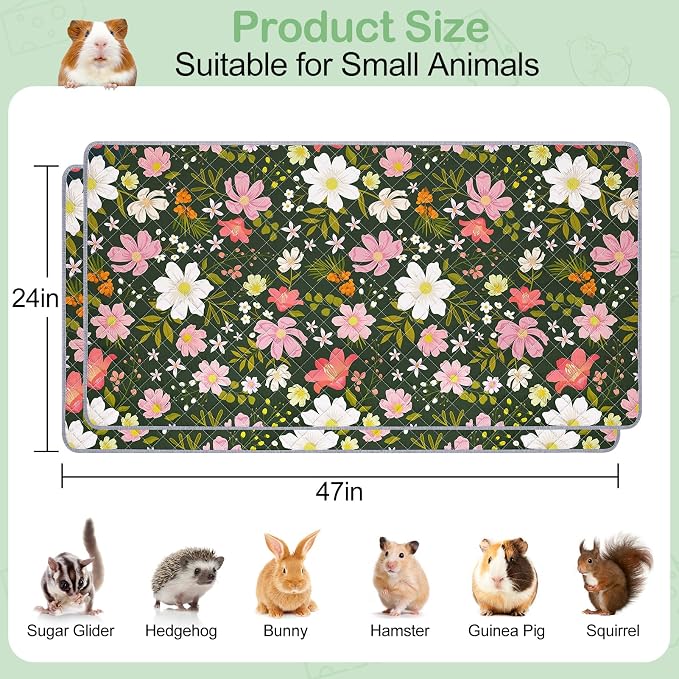 Unicorn Catcher 2 Pack Washable Guinea Pig Cage Liner, Waterproof Bedding | Reusable Absorbent Bedding For Rabbits, Hamsters, And Hedgehogs With A Leak-Proof Design To Keep Cages Dry And Clean