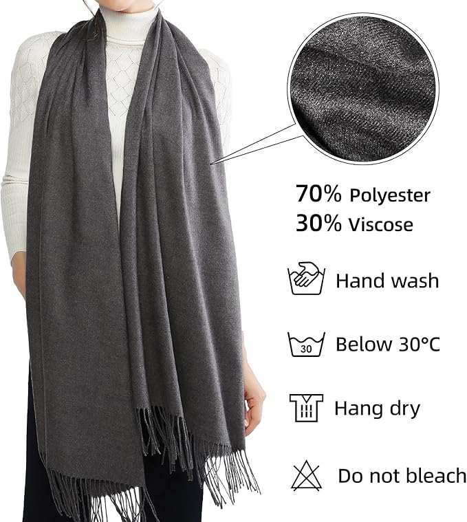 RIIQIICHY Women's Scarf Pashmina Shawls and Wraps for Evening Dress Bridesmaid Wedding Bridal Winter Warm Long Large Scarves