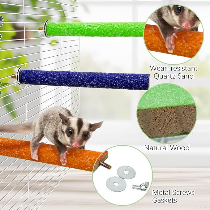 BNOSDM Sugar Glider Toys Wood 6 Pcs Hamster Climbing Cage Steps with Colorful Sand Sharpening Claws Platform Small Animal Scratching Snadpaper for Cages Suitable for Squirrels Chinchillas Rats
