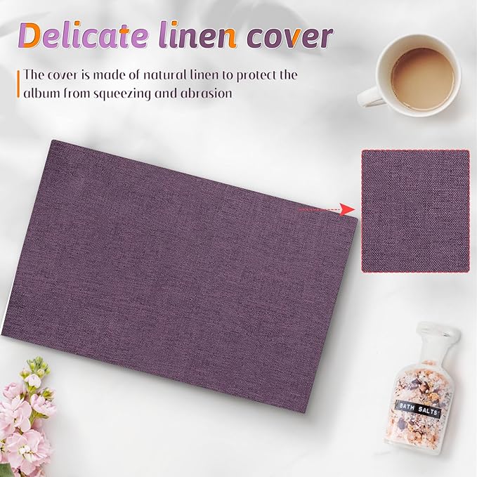 Popotop Photo Album 4x6 48 Pockets for Wedding Gifts,Linen Hardcover Picture Albums for Family Anniversary Baby Vacation Pictures