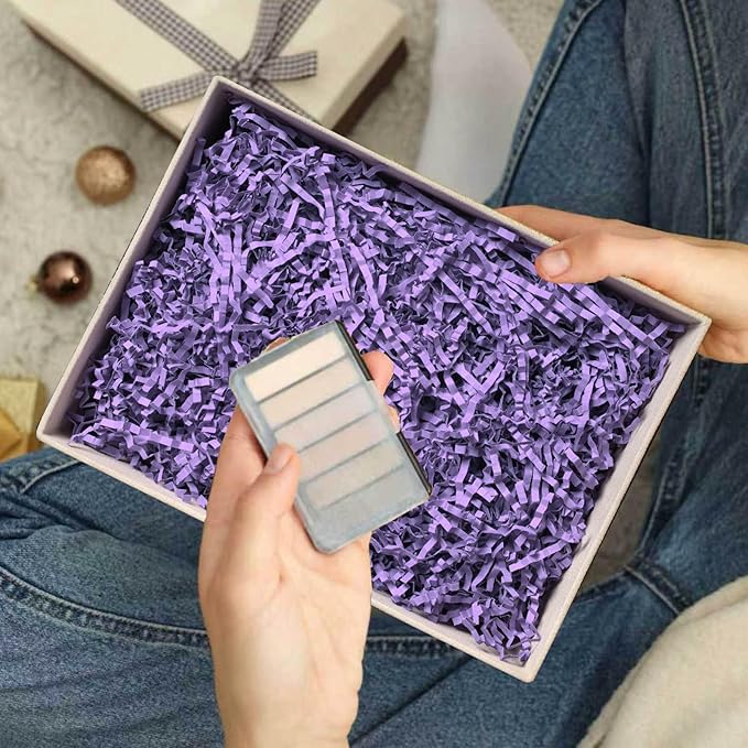 NEWMIAO 1 LB Purple Crinkle Cut Paper Shred Filler for Gift Baskets Stuffing, Shredded Crinkle Paper for Gift Box Bag Basket Filler Decoration Christmas Wedding Birthday Bridesmaid Gift Wrapping